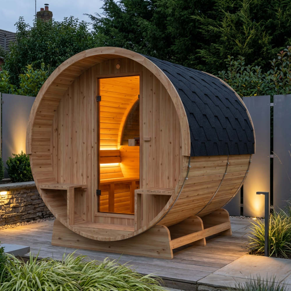Hekla Traditional Barrel 210 Outdoor Sauna For Sale